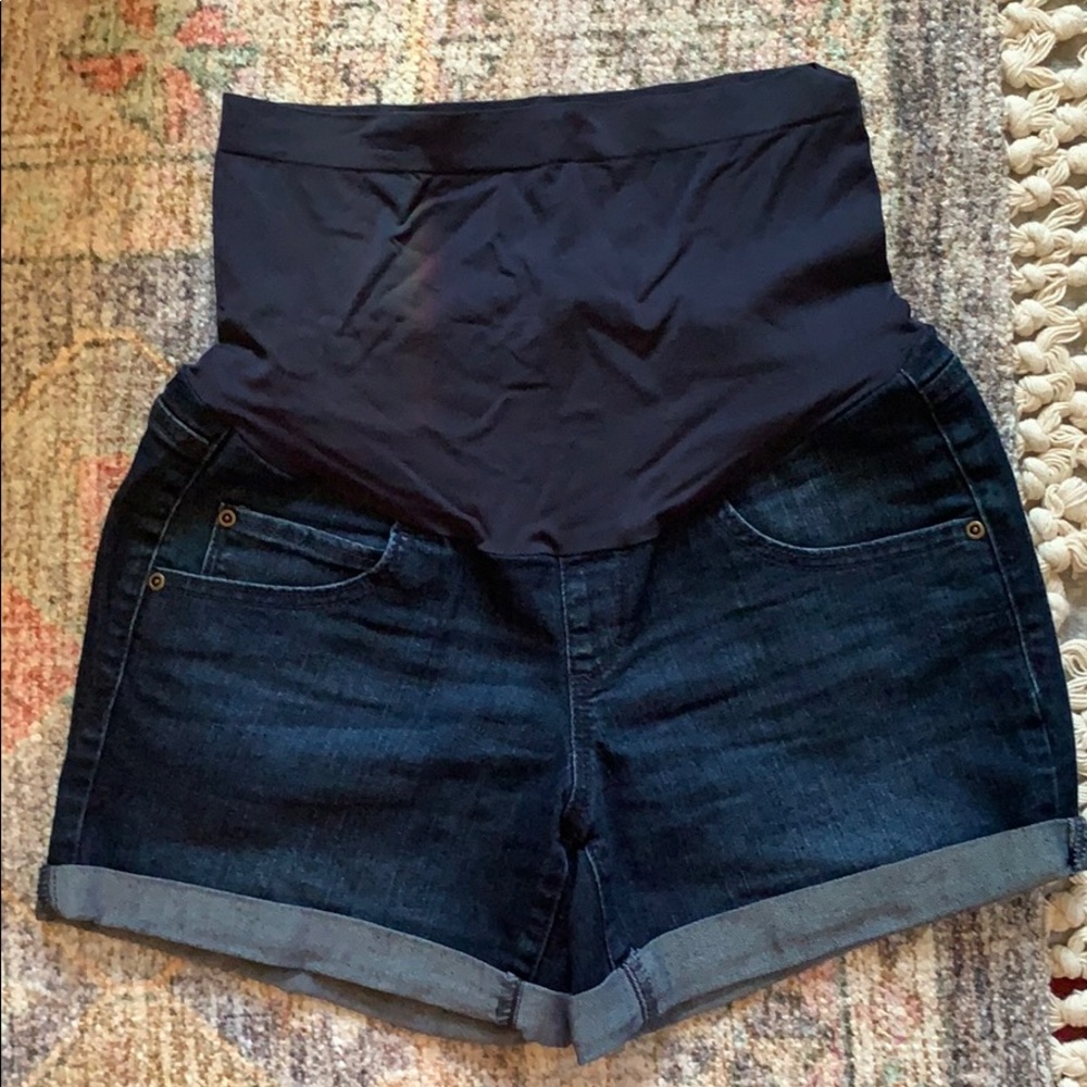 Maternity Dark Blue Denim Shorts